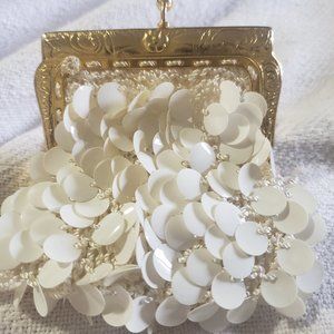 Vintage White Sequin Coin Purse, Made in Italy for RITTER, excellent condition
